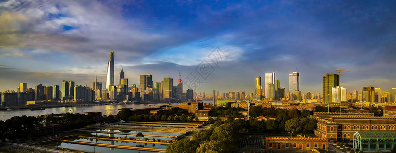 清晨日出的上海背景图片