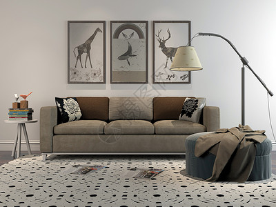 创意沙发落地灯组合背景图片