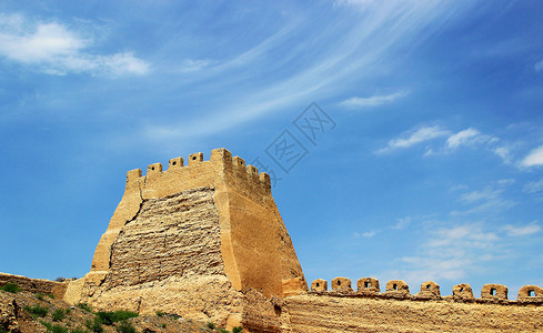 防御塔嘉峪关的长城烽火台背景