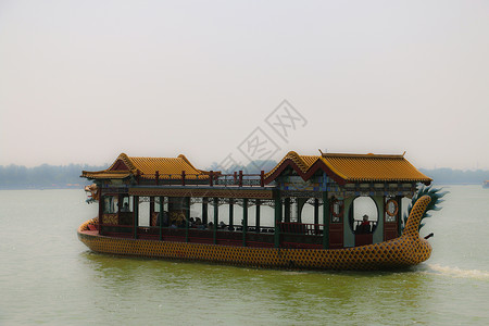 颐和园夏昆明湖龙船背景