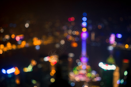 灯光朦胧上海外滩金融中心夜景背景