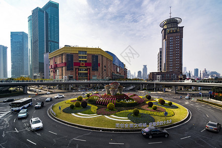 陆家嘴环岛城市景观背景