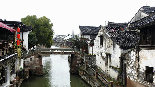 运河人家江南水乡古镇小桥流水人家背景