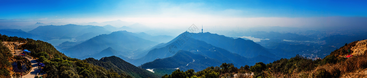 深圳电视塔梧桐山及周边全景背景