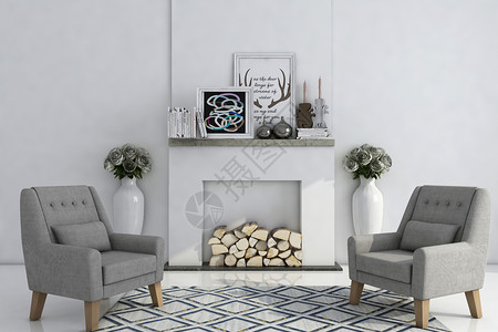 原木沙发组合室内空间设计图片