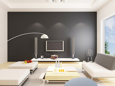 黑色电视柜现代沙发背景墙效果图背景