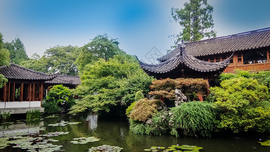 江南园林庭院背景图片
