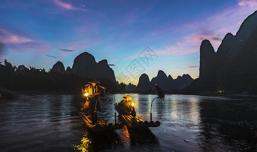 漓江渔歌渔翁5边形高清图片