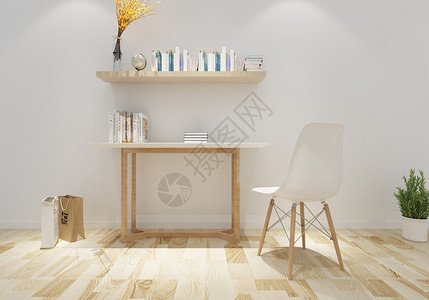 现代简洁风书桌陈列室内设计效果图图片