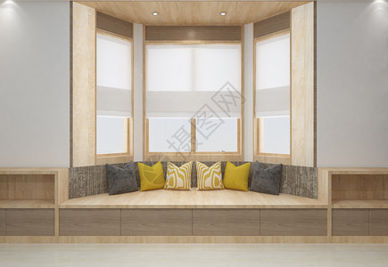 飘窗装修现代简洁风飘窗家居陈列室内设计效果图背景