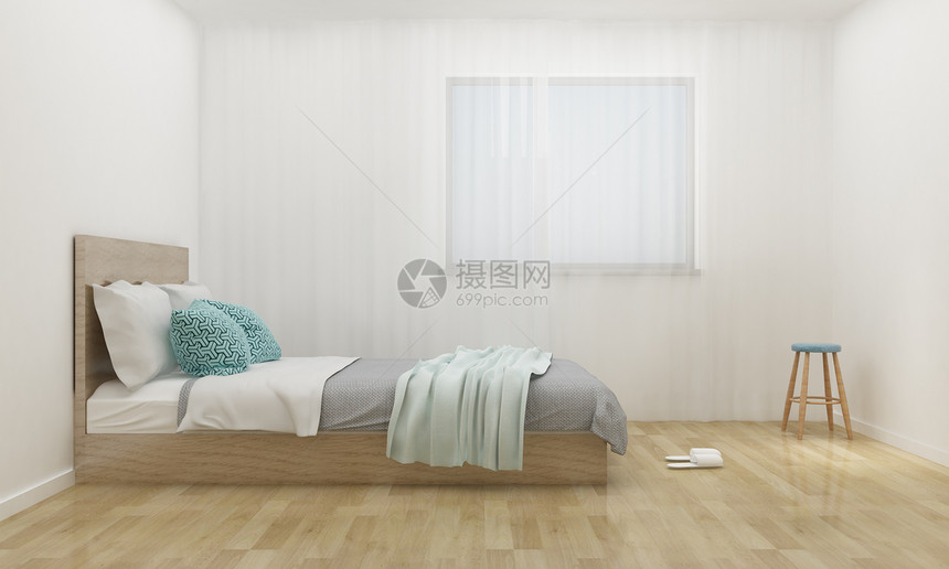 现代极简风卧室陈列室内设计效果图图片