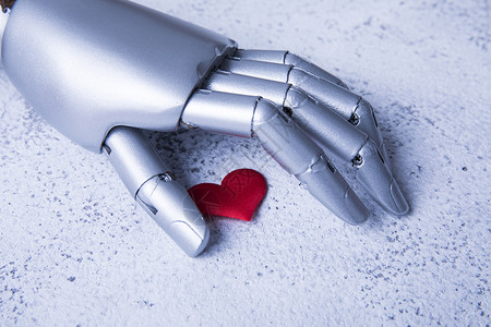 机器手人工智能机器手拿爱心背景