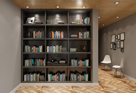 家居书架现代简约风书架陈列室内设计效果图背景