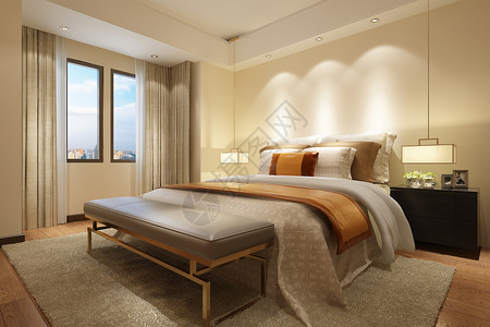 日式酒店现代简约风卧室设计图片