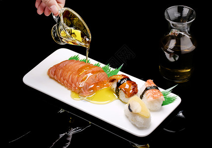 寿司 西餐三文鱼油高清图片