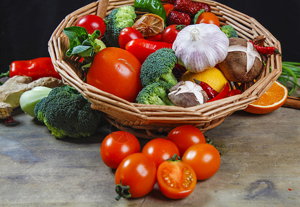 果蔬素材西红柿菜篮子高清图片