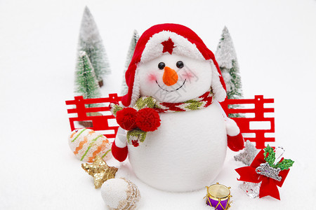 卡通圣诞节装饰冬季雪人背景