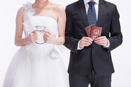 男服装身着西式礼服的年轻夫妻特写背景