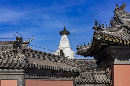 红色光影白塔寺背景