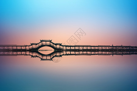 傣锦美丽的江南风光锦溪廊桥背景