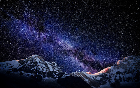 星空星轨银河素材山峰星空背景设计图片