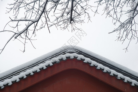 上天竺雪中的寺庙背景