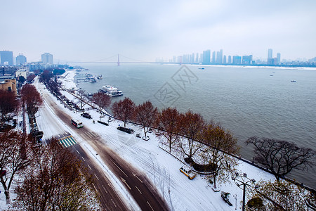 武汉城市雪景背景图片