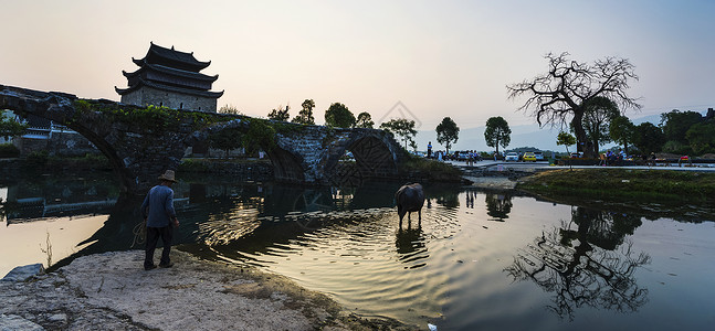 乡村小河湖南上甘棠村背景