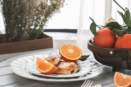 午后暖阳水果甜橙下午茶图片