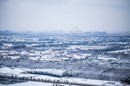 大寒来了南方城市雪景背景