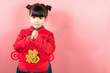 中国风家新春祝福的小朋友背景