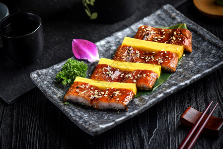 日式传统日式料理烤鳗鱼背景
