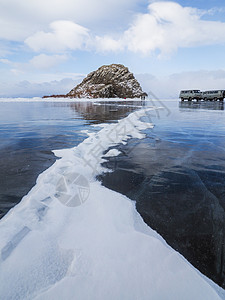 雪浪贝加尔湖北线冰裂背景