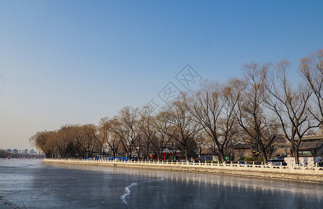 北京后海冰面背景