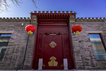 大红门的四合院背景图片