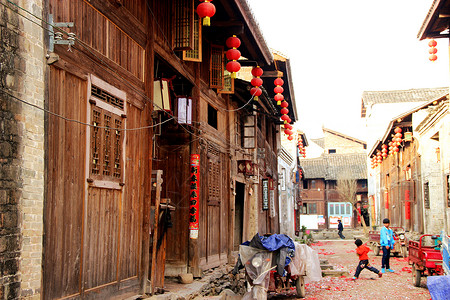 古代喜庆素材贵州隆里古城背景