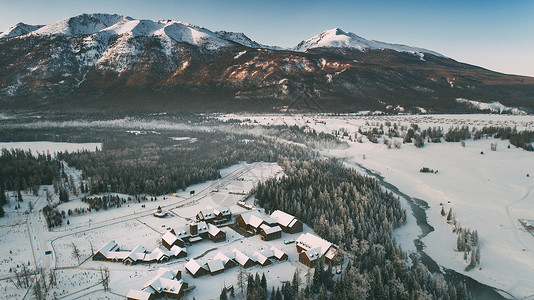 新疆滑雪场新疆喀纳斯风景区航拍背景