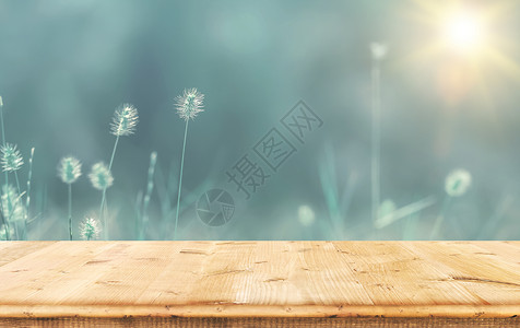 绿色木板桌板春天桌面背景设计图片