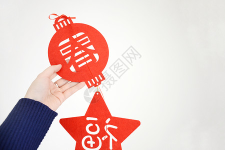 剪纸圣诞春节新年福字窗花背景