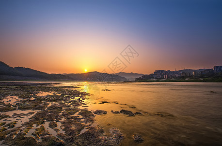 重庆嘉陵江的夕阳自然美高清图片素材