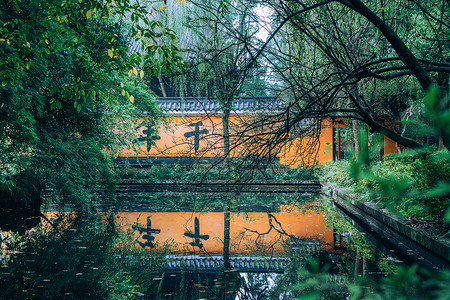 重庆北温泉千年古寺背景图片
