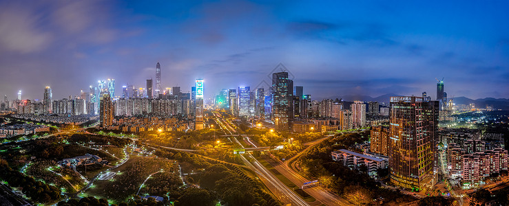 深圳城市夜景全景图背景图片