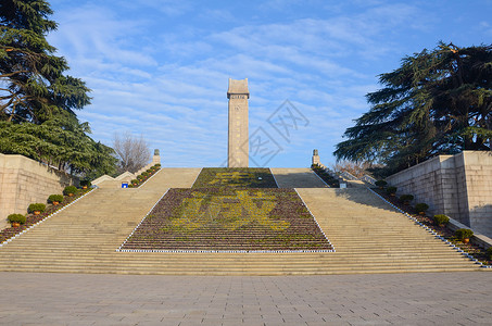 抗战背景雨花台的烈士纪念碑背景