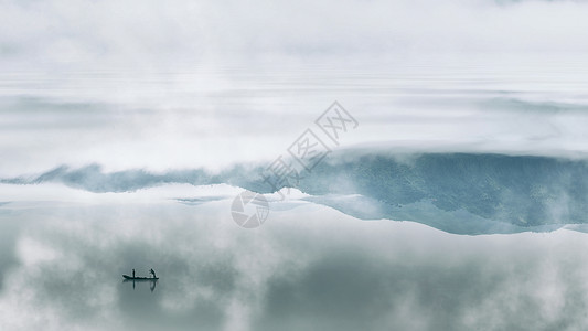 中国画云充满意境的中国风山水风光背景