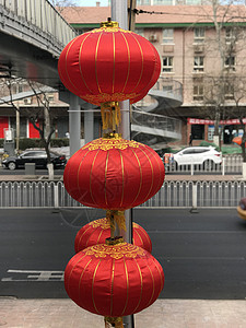街角团圆春节大街上喜洋洋的红灯笼背景