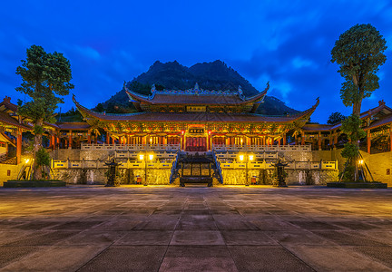 夜空白云重庆四面山少林寺夜景背景