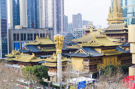 金碧辉煌的建筑静安寺背景