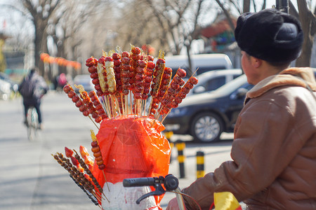 棕色北京年味儿北京糖葫芦背景