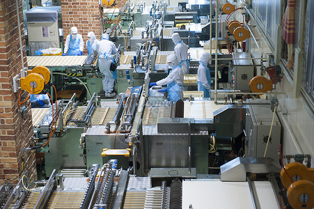 蓝色机械感食品生产基地背景