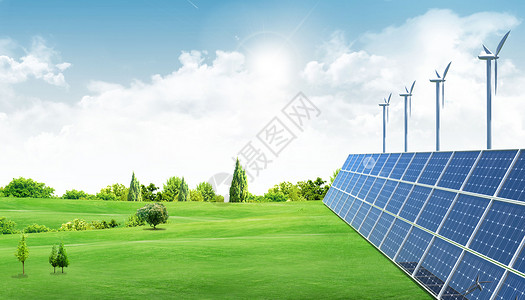 绿色节能背景绿色能源太阳能发电设计图片